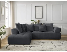 Divano angolare grigio scuro (penisola a sinistra/a L) con rivestimento in ciniglia Whesley – Bobochic Paris