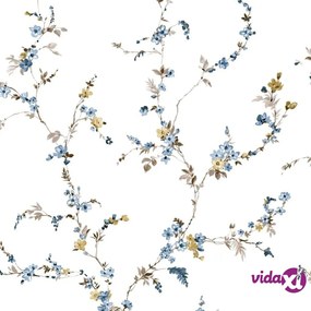 Noordwand Carta da Parati Blooming Garden 6 Floral Strands Bianco Blu