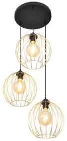 Lampadario a sospensione con filo MERCURE 3xE27/15W/230V oro/nero