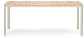 Kave Home - Tavolo 100% esterno Bona legno massello di teca e alluminio finitura bianca 200 x 100 cm