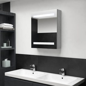 Armadietto Bagno Con Specchio E Led Grigio Cemento 50x14x60 Cm /