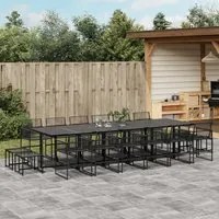 Set da Pranzo da Giardino 17 pz Nero in Polyrattan 3295057