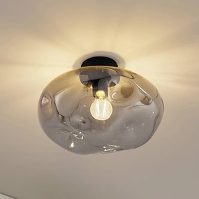 Plafoniera Lindby Lelia, grigio fumo, vetro, Ø 35 cm