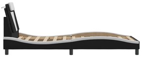 Giroletto con Testiera Nero e Bianco 90x200 cm in Similpelle
