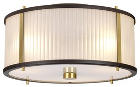 Lampadario Corona Acciaio Bronzo E Vetro Ottone Antico 3 Luci E27