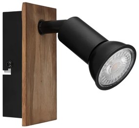 Globo 57998-1W - Faretto da parete DREW 1xGU10/35W/230V legno/nero