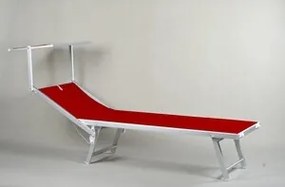 Lettino in Alluminio Playa con Parasole Rosso - Prendisole Outdoor