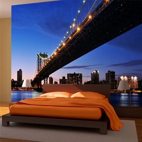 Fotomurale Il Manhattan Bridge illuminato