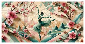 Quadro su tela – Ballerina astratta tra i fiori