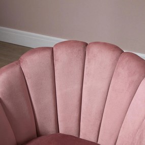 Poltrona Imbottita 66x72x79 cm in Velluto Rosa...