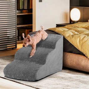 Costway Rampa per cani in schiuma a 3 livelli, Scale antiscivolo con superficie a pendenza dolce altezza 40cm Grigio