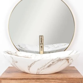 REA-U8597 - Lavabo da appoggio ROYAL 36x62 cm in ceramica, finitura effetto marmo