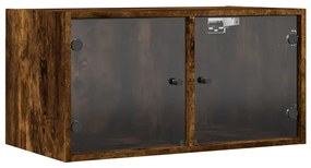 Mobile a muro con ante in vetro rovere fumo 68,5x37x35 cm