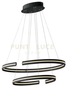 Lampadario a sospensione led clarke nera 60w 6750lm 3000k doppio ce...