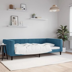 Letto Da Giorno Blu 100x200 Cm İn Velluto /
