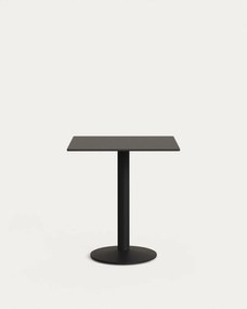 Kave Home - Tavolo da esterno Esilda nero con gamba di metallo rifinita in nero 70 x 70 x 70 cm