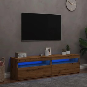 Mobili Porta Tv Con Led 2 Pz Artigianale İn Legno Multistrato /