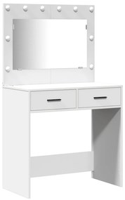 Set di 2 pezzi di toeletta  con led in legno ingegnerizzato bianco