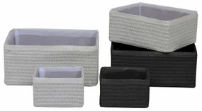 Set di Cestini DKD Home Decor 41 x 30 x 18 cm Nero Bianco polipropilene