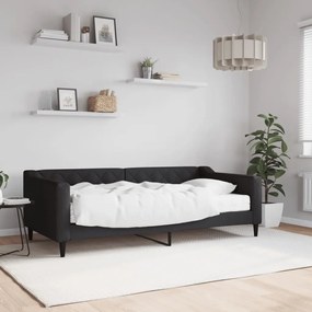 Divano letto con materasso nero 90x190 cm in tessuto