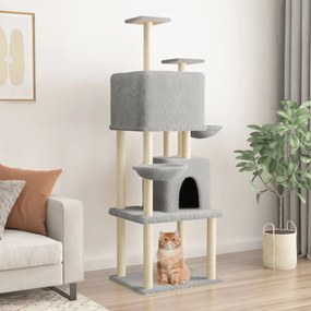 Albero per gatti con tiragraffi in sisal grigio chiaro 180 cm