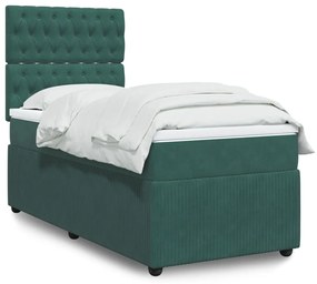 Giroletto A Molle Con Materasso Verde Scuro 80x200 Cm Velluto /