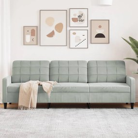 Divano A 3 Posti Grigio Chiaro 210 Cm İn Velluto /