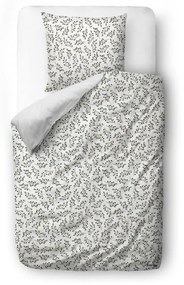 Biancheria da letto singola bianco-grigia in cotone sateen 140x200 cm Mistletoe Kiss - Butter Kings