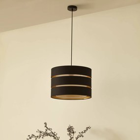 Lampada a sospensione Lindby Tsomo, Ø 40 cm, nero, tessuto, E27