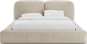 Letto matrimoniale imbottito beige con contenitore con rete inclusa 180x200 cm Martina – Micadoni