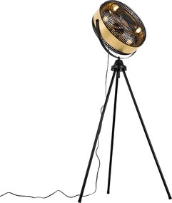 Ventilatore da terra nero con oro 4 luci dimmerabile - Kim