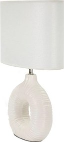 Lampada da tavolo bianca in ceramica con paralume in tessuto (altezza totale 43 cm) Seta – Mauro Ferretti