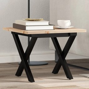 Tavolino Da Salotto Telaio A X 40x40x35 Cm Legno Pino E Acciaio /