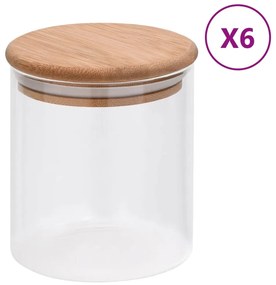 Barattoli Di Vetro Con Coperchio İn Bambù 6 Pz 600 Ml /