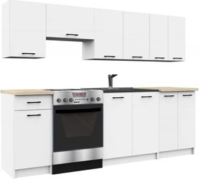 Cucina Lineare 240 Cm Moderna Componibile Bianco Opaco Emma V1