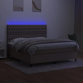 Letto a molle con materasso e led tortora 180x200 cm in tessuto