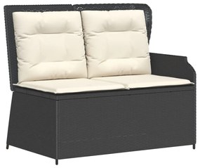 Set salotto da giardino con cuscini 7pz nero polyrattan