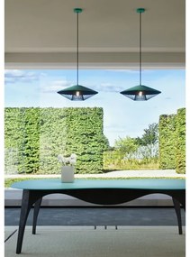 Redo 01-3010 - Lampada a sospensione con cavo GRILL 1xE27/42W/230V Ø 49,5 cm nero/turchese