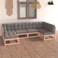 Set Divani da Giardino 6 pz con Cuscini Legno Massello di Pino 3076734