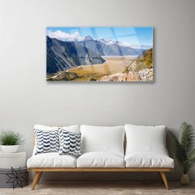 Quadro acrilico Montagne, paesaggio della valle 100x50 cm