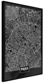 Poster  City Map: Paris (Dark)  Cornice Quadri Cornice nera, Larghezza x Altezza Home decor 20x30