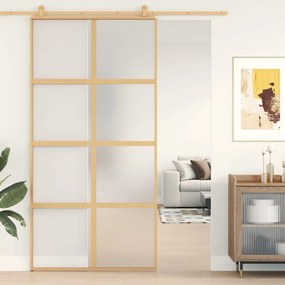Porta Scorrevole Oro 102,5x205 Vetro Smerigliato Esg Alluminio /