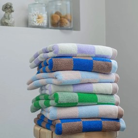 Asciugamano in cotone biologico blu e rosa 50x90 cm Retro - Mette Ditmer Denmark