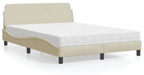 Letto Con Materasso Crema 120x200 Cm İn Tessuto /
