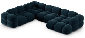 Divano angolare blu scuro (con penisola a sinistra/a U) con rivestimento in velluto Loretto – Cosmopolitan Design