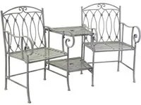 Panchina da Giardino 155x68,5xh91,5 cm in Metallo Ragusa Grigio