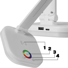 Lampada da tavolo LED RGBW dimmerabile con ricarica wireless LED/7W/5V USB bianca