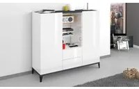 Credenza moderna a 2 ante e 2 cassetti, Made in Italy, Madia con ripiani, Buffet di design da ingresso, Cm 120x40h133, Bianco lucido e Ardesia