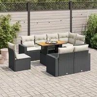 Set Divani da Giardino 9 pz con Cuscini Nero in Polyrattan 3327052