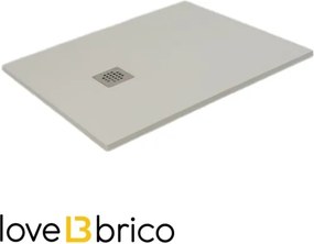 Piatto doccia in mineralmarmo 70x100 cm beige effetto pietra con griglia e piletta sifonata